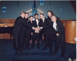 8X10-Joe with Groomsmen huddle